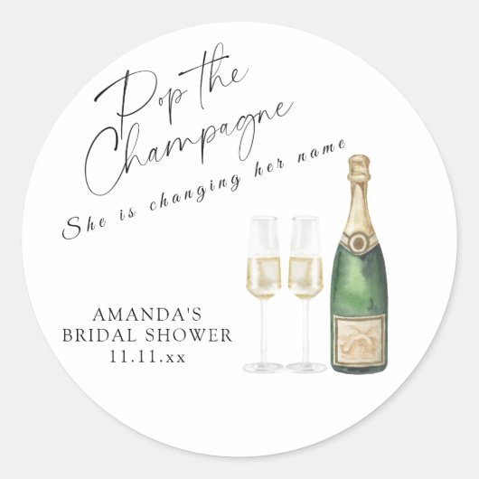 Pop van het Champagne Vrijgezellenfeest Ronde Sticker (Voorkant)