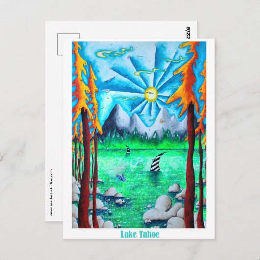 Pop van het meer met de graafmachine Kunstavontuur Briefkaart (Voorkant / Achterkant)