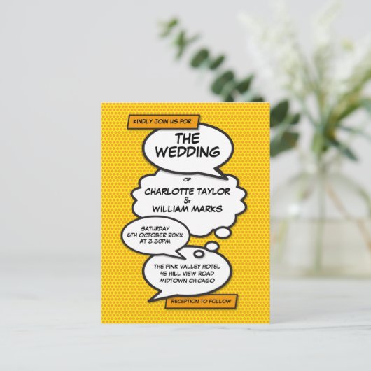 Pop van het stripverhaal aankondigingskaart (Staand voorkant)