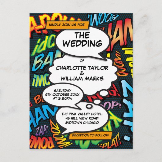 Pop van het stripverhaal aankondigingskaart (Voorkant)