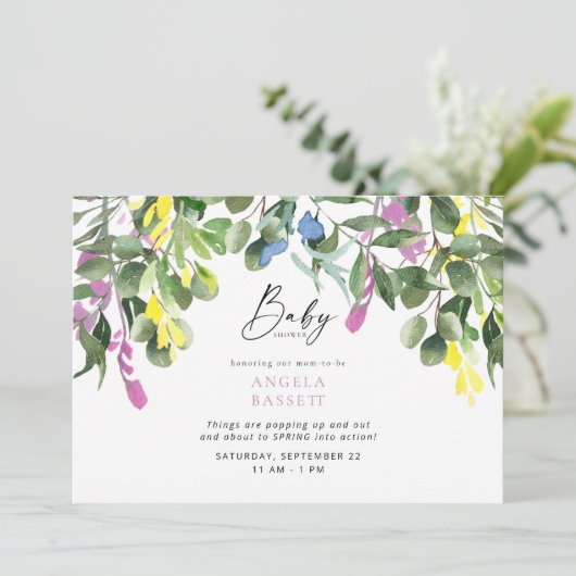 Pop van het Wildflower Lavender Baby shower Kaart (Staand voorkant)