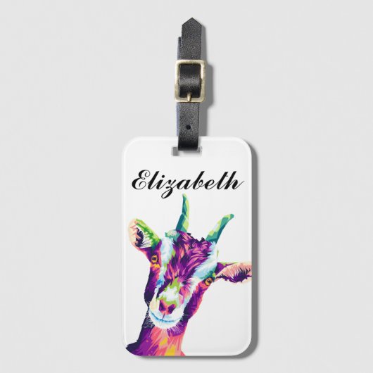 Pop van kleurrijke geit Kunst Gepersonaliseerd Bag Bagagelabel (Voorkant (verticaal))