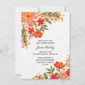 Pop van Red Floral Bridal Shower Invitation Kaart (Voorkant)