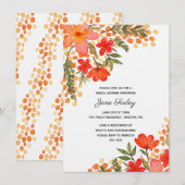 Pop van Red Floral Bridal Shower Invitation Kaart (Voorkant / Achterkant)