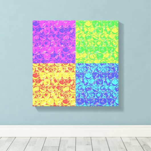 Pop van regenboogballetjes canvas afdruk (Insitu (Houten vloer))