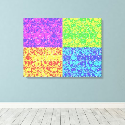 Pop van regenboogballetjes canvas afdruk (Insitu (Houten vloer))