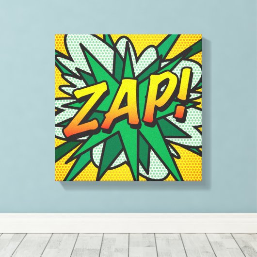 Pop van stripboeken Art ZAP Canvas Afdruk (Insitu (Houten vloer))