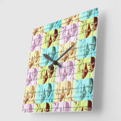 Pop van theatermaskers vierkante klok (Hoek)