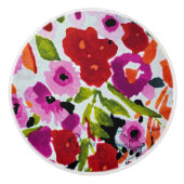 Pop van Vetgedrukte Kleur Inky Waterverf Flowers Keramische Knop (Voorkant)