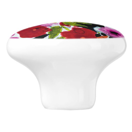 Pop van Vetgedrukte Kleur Inky Waterverf Flowers Keramische Knop (Zijkant)