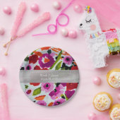 Pop van Vetgedrukte Kleur Inky Waterverf Flowers Papieren Bordje (Feest)