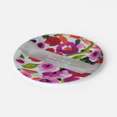 Pop van Vetgedrukte Kleur Inky Waterverf Flowers Papieren Bordje (Gekanteld)