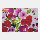 Pop van Vetgedrukte Kleur Inky Waterverf Flowers Theedoek (Horizontaal)