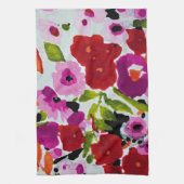 Pop van Vetgedrukte Kleur Inky Waterverf Flowers Theedoek (Verticaal)