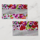 Pop van Vetgedrukte Kleur Inky Waterverf Flowers Visitekaartje (Voorkant / Achterkant)