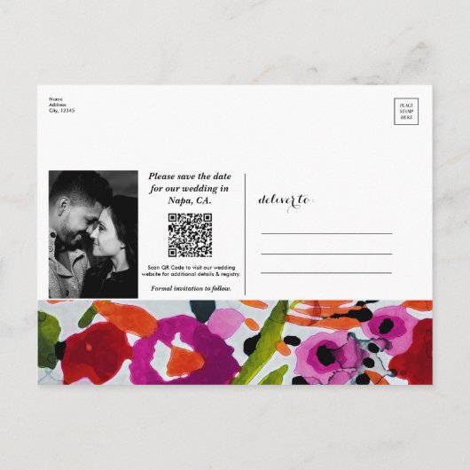 Pop van Vetgedrukte Kleur Inky Waterverf Save The  Aankondigingskaart (Achterkant)