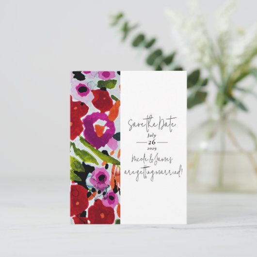 Pop van Vetgedrukte Kleur Inky Waterverf Save The  Aankondigingskaart (Staand voorkant)