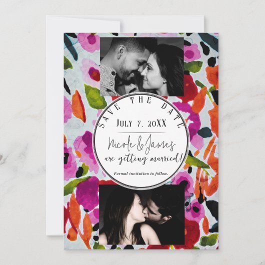 Pop van Vetgedrukte Kleur Inky Waterverf Save The  Kaart (Voorkant)