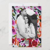 Pop van Vette Kleur Inky Waterverf Flowers Wedding Kaart (Achterkant)