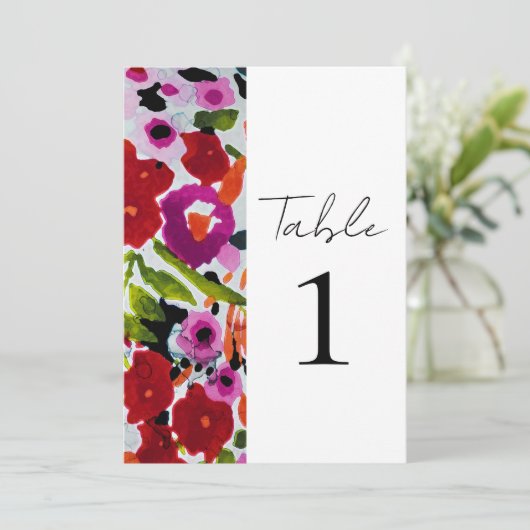 Pop van Vette Kleur Inky Waterverf Flowers Wedding Kaart (Staand voorkant)