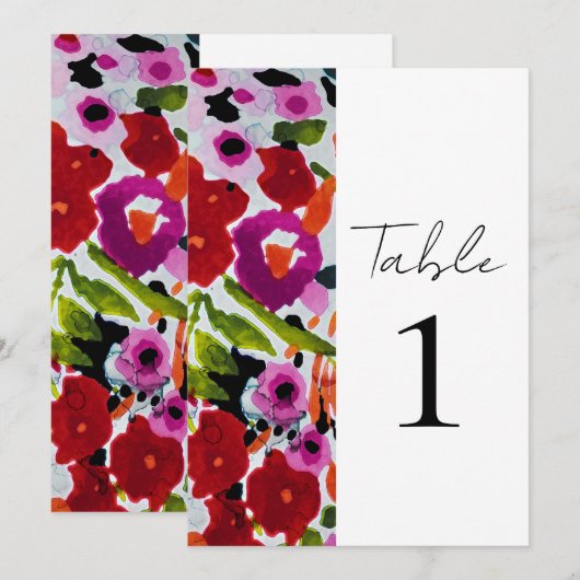 Pop van Vette Kleur Inky Waterverf Flowers Wedding Kaart (Voorkant / Achterkant)