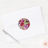 Pop van Vette Kleur Inky Waterverf Flowers Wedding Ronde Sticker (Envelop)