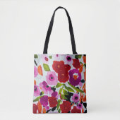 Pop van Vette Kleur Inky Waterverf Flowers Wedding Tote Bag (Voorkant)