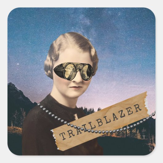  Pop van Woman Trailblazer Night Sky Art Vierkante Sticker (Voorkant)