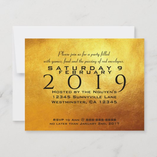 Pop Varkenjaar Chinees Gold Papercut 4,25x5,5 Flat Kaart (Achterkant)