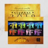 Pop Varkenjaar Chinees Gold Papercut 4,25x5,5 Flat Kaart (Voorkant / Achterkant)