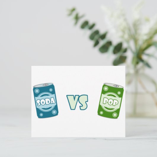 Pop versus Soda Briefkaart (Staand voorkant)