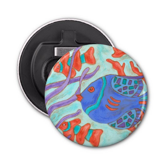 Pop vis button flesopener (Voorkant)