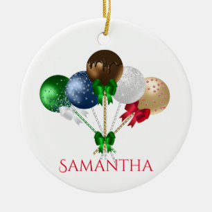 Pop voor kersttaart, kleurrijk keramisch ornament