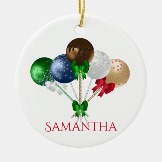 Pop voor kersttaart, kleurrijk keramisch ornament (Voorkant)