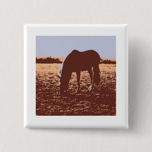 Pop voor paardengrazing vierkante button 5,1 cm