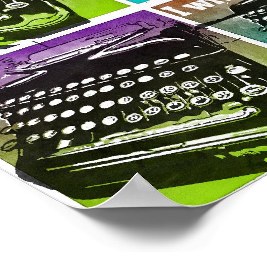 Pop voor schrijfmachines voor schrijvers en auteur poster (Hoek)