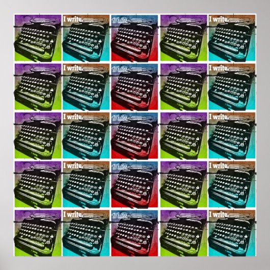 Pop voor schrijfmachines voor schrijvers en auteur poster (Voorkant)