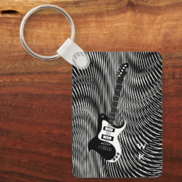 Pop voor zwart-wit-gitaartrippy sleutelhanger