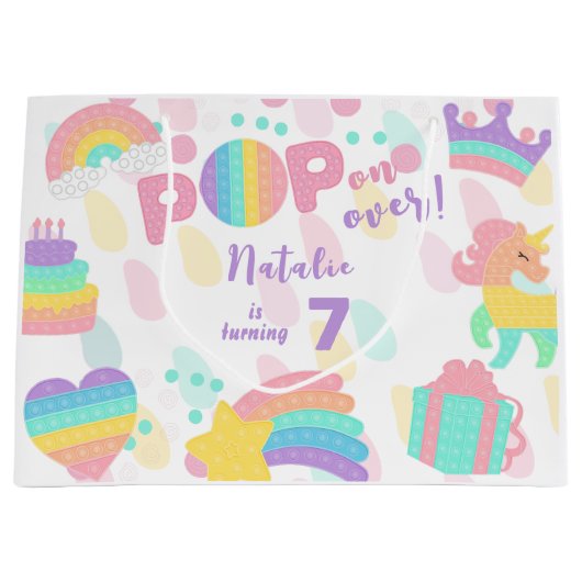Pop voorbij! Pastel pop het verjaardagskind Groot Cadeauzakje (Voorkant)