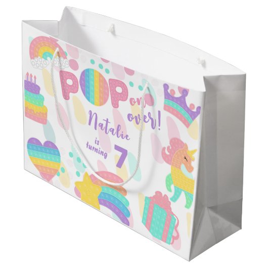 Pop voorbij! Pastel pop het verjaardagskind Groot Cadeauzakje (Achterkant Gekanteld)