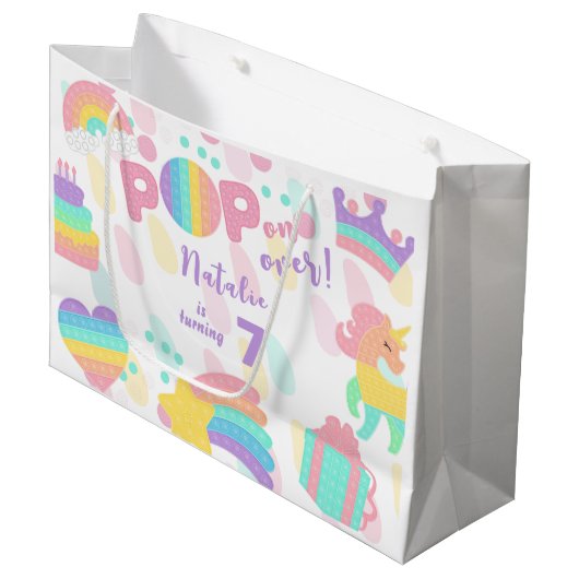 Pop voorbij! Pastel pop het verjaardagskind Groot Cadeauzakje (Voorkant Gekanteld)