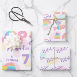 Pop voorbij! Pastel pop het verjaardagskind Inpakpapier Vel