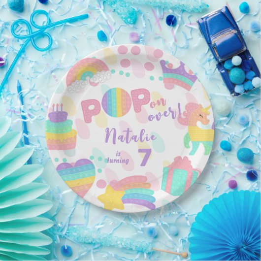 Pop voorbij! Pastel pop het verjaardagskind Papieren Bordje (Feest)