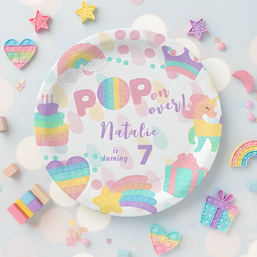 Pop voorbij! Pastel pop het verjaardagskind Papieren Bordje