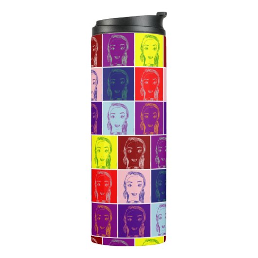 pop vrouw cartoon thermosbeker (Gedraaid links)