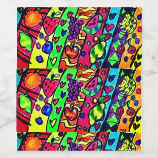 Pop vruchten kunst wijn etiket (Enkel label)