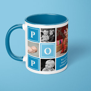 Pop We Love You Lichtblauw Aangepaste Foto Collage Mok