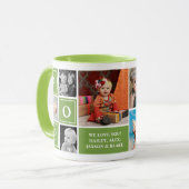 Pop Wij houden van u Groene Aangepaste Foto Collag Mok (Voorkant links)
