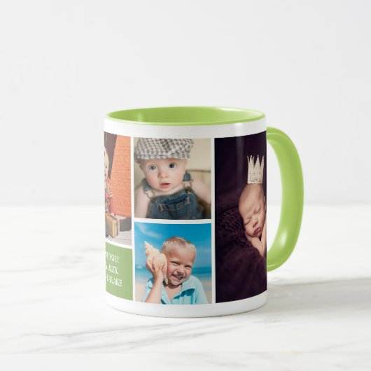 Pop Wij houden van u Groene Aangepaste Foto Collag Mok (Voorkant rechts)