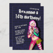 Pop Zanger Cartoon Tiener Meisje 14e Verjaardag Kaart (Voorkant / Achterkant)
